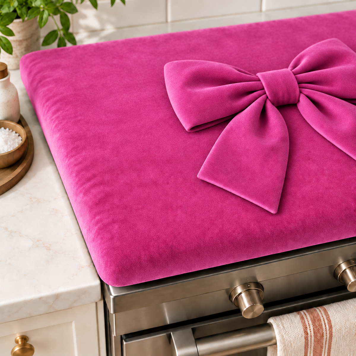 Coprifornello Cucina Tinta Unita in Velluto Fucsia