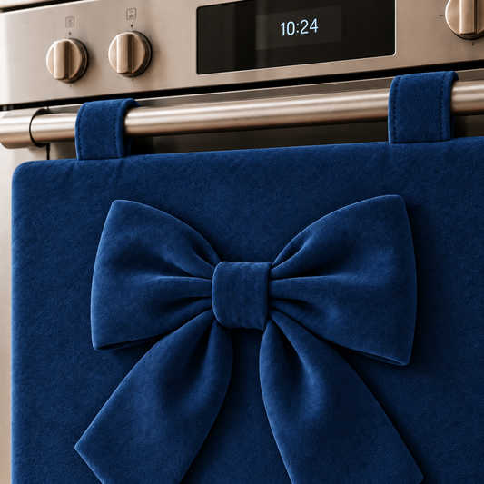 Copriforno Cucina Tinta Unita in Velluto Blu Scuro