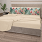 Lenzuola in Cotone, Completo Letto con Federe in Stampa Digitale Petalo 03 Panna.