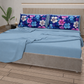 Lenzuola in Cotone, Completo Letto con Federe in Stampa Digitale Petalo 05 Cleleste.