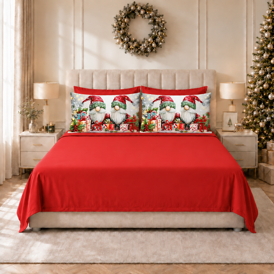 Draps de Noël en Coton, Parure de Lit avec Taies d'Oreiller en Impression Numérique 25 Xmas 11