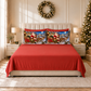 Lenzuola Natalizie in Cotone, Completo Letto con Federe in Stampa Digitale Santa Claus Rosso