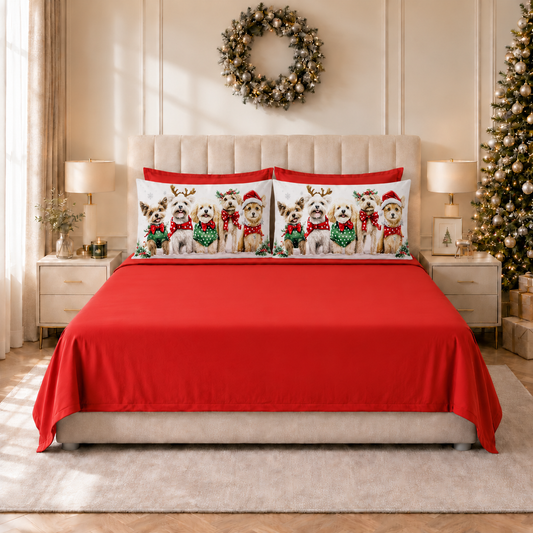 Draps de Noël en Coton, Parure de Lit avec Taies d'Oreiller en Impression Numérique 25 Xmas 9