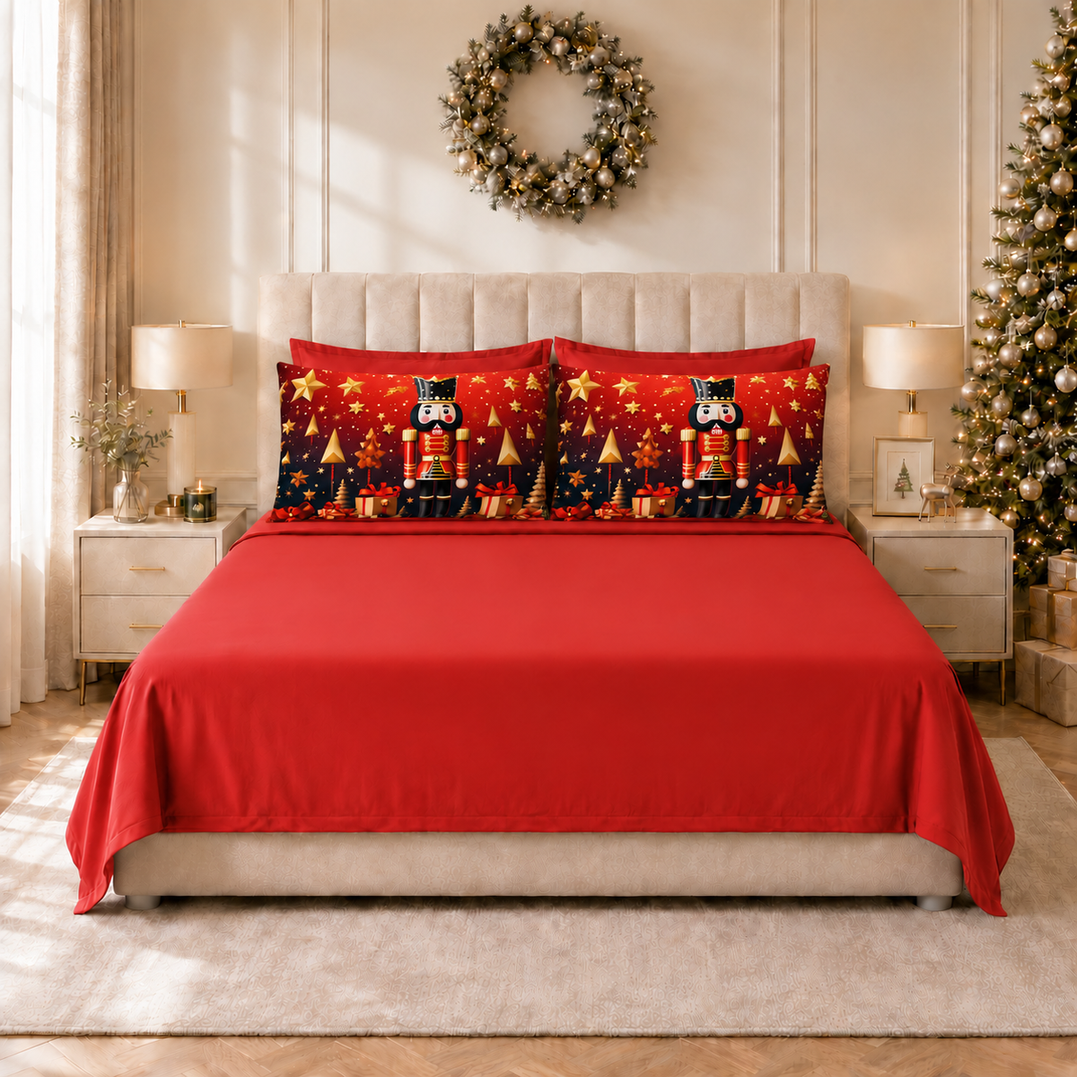 Lenzuola Natalizie in Cotone, Completo Letto con Federe in Stampa Digitale 25 Xmas 1