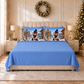 Lenzuola Natalizie in Cotone, Completo Letto con Federe in Stampa Digitale SkyDog Celeste