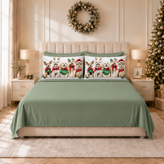 Draps de Noël en Coton, Parure de Lit avec Taies d'Oreiller en Impression Numérique 25 Xmas 9