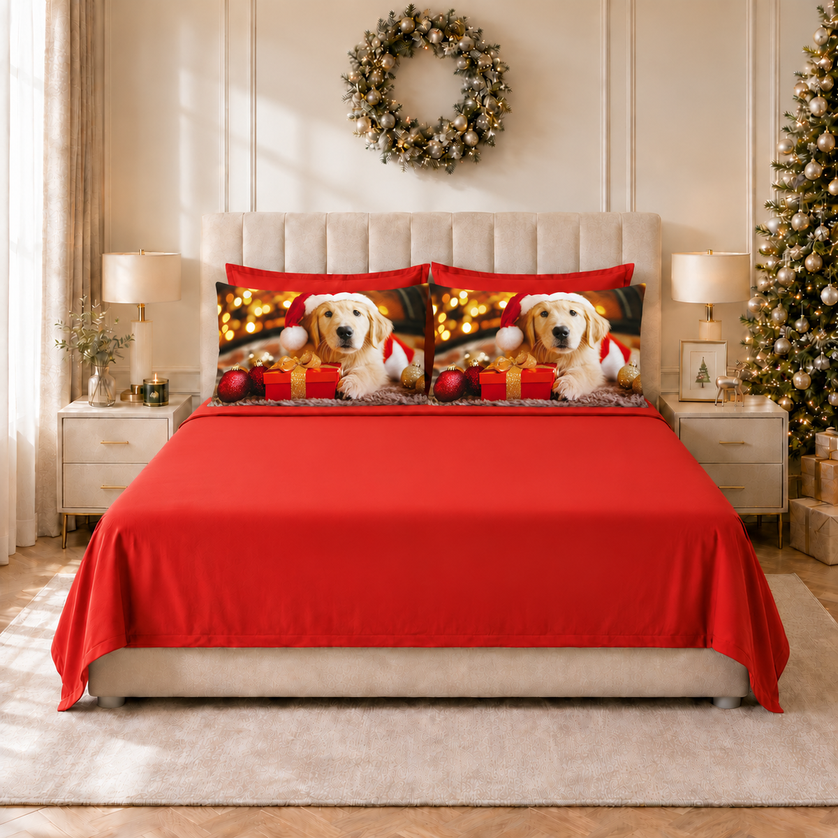 Lenzuola Natalizie in Cotone, Completo Letto con Federe in Stampa Digitale 25 Xmas 15