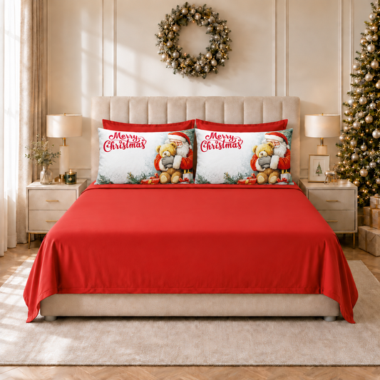 Lenzuola Natalizie in Cotone, Completo Letto con Federe in Stampa Digitale 25 Xmas 12