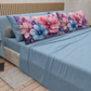 Lenzuola in Cotone, Completo Letto con Federe in Stampa Digitale Petalo 11 Celeste.