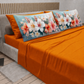 Lenzuola in Cotone, Completo Letto con Federe in Stampa Digitale Petalo 17 Arancione