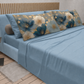 Lenzuola in Cotone, Completo Letto con Federe in Stampa Digitale Petalo 12 Celeste.