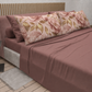 Lenzuola in Cotone, Completo Letto con Federe in Stampa Digitale Petalo 13 Cipria Scuro