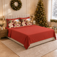 Lenzuola Natalizie in Cotone, Completo Letto con Federe in Stampa Digitale Xmas Friends Rosso