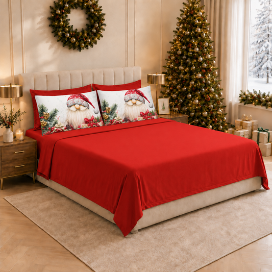 Draps de Noël en Coton, Parure de Lit avec Taies d'Oreiller en Impression Numérique 25 Xmas 13