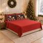 Lenzuola Natalizie in Cotone, Completo Letto con Federe in Stampa Digitale Orsetto 12 Rosso