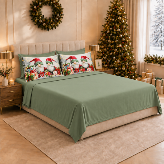 Draps de Noël en Coton, Parure de Lit avec Taies d'Oreiller en Impression Numérique 25 Xmas 11