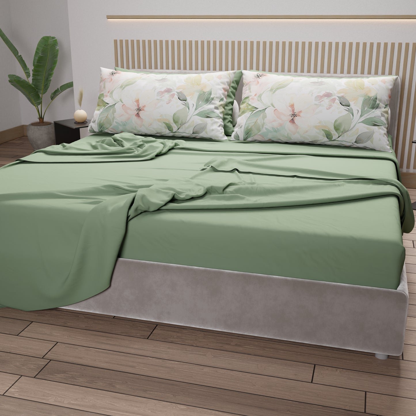 Lenzuola in Cotone, Completo Letto con Federe in Stampa Digitale Floreale 04-143