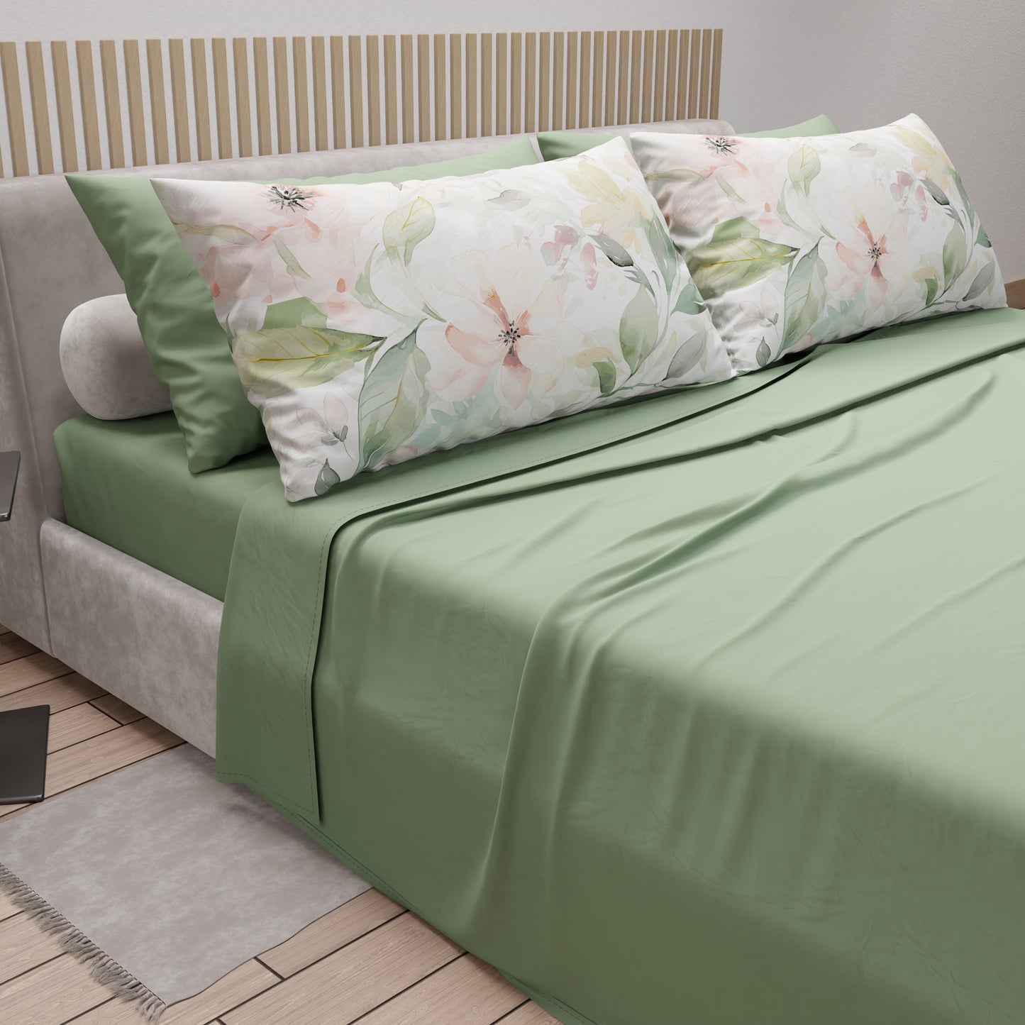 Lenzuola in Cotone, Completo Letto con Federe in Stampa Digitale Floreale 04-143