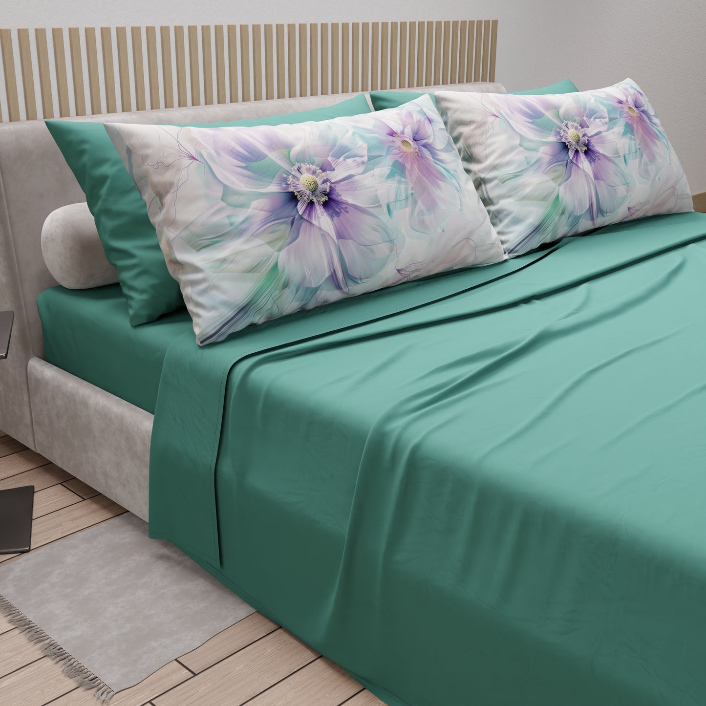 Lenzuola in Cotone, Completo Letto con Federe in Stampa Digitale Floreale 04-159