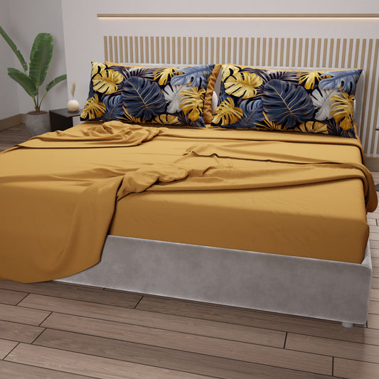 Lenzuola in Cotone, Completo Letto con Federe in Stampa Digitale Floreale 04-186