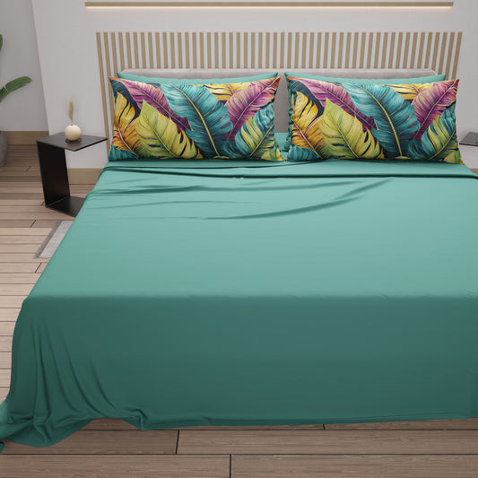 Lenzuola in Cotone, Completo Letto con Federe in Stampa Digitale Floreale 04-199