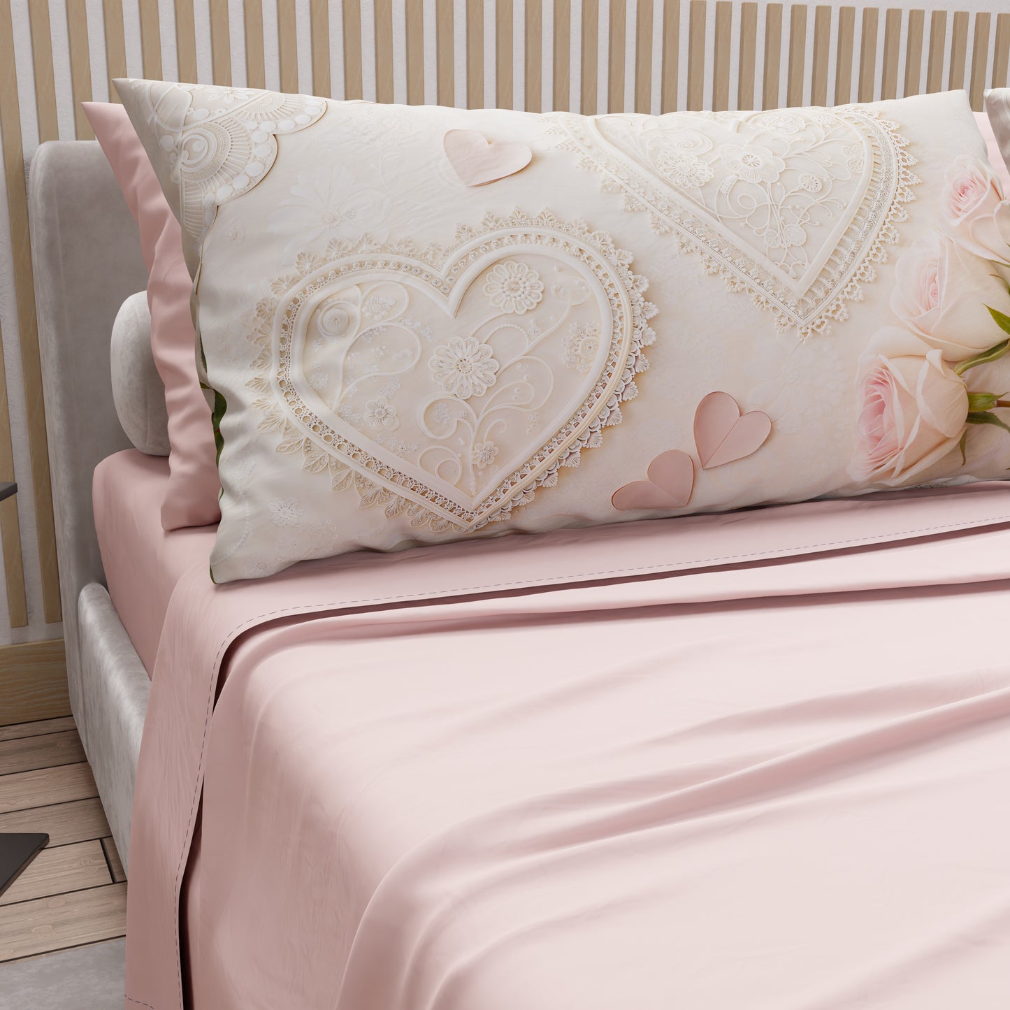 Draps en coton, Parure de lit avec taies d'oreiller en impression digitale Shabby 319
