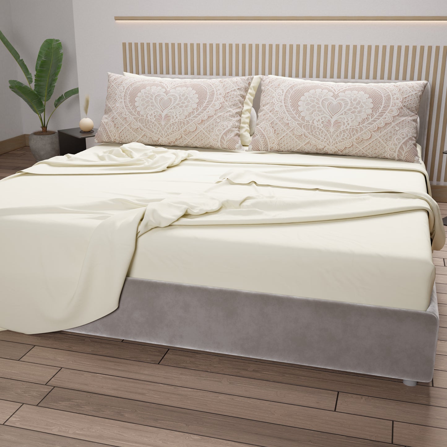 Draps en coton, Parure de lit avec taies d'oreiller en impression digitale Shabby 321