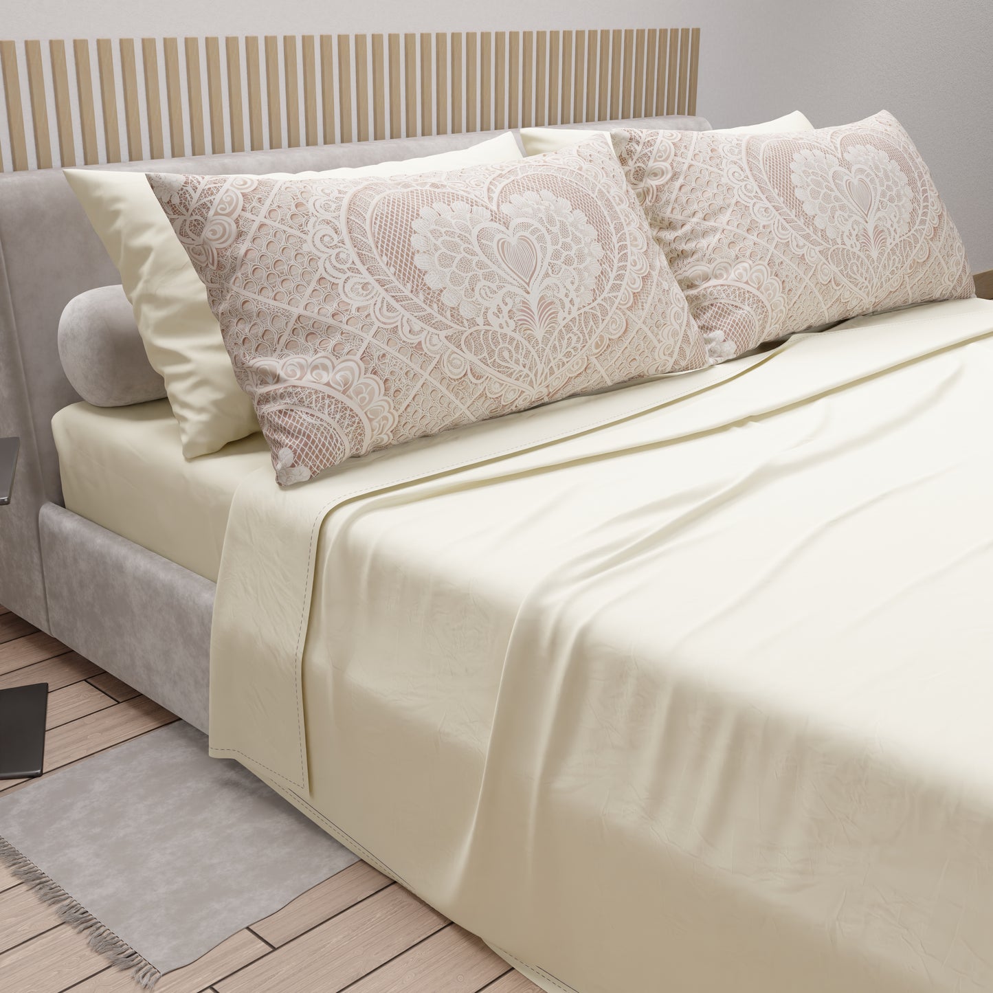 Draps en coton, Parure de lit avec taies d'oreiller en impression digitale Shabby 321