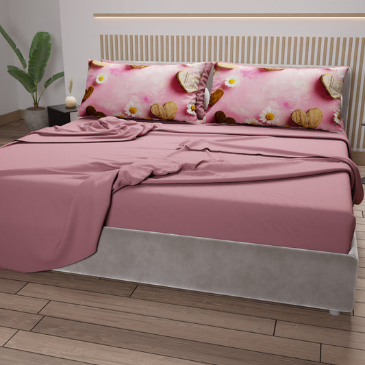 Lenzuola in Cotone, Completo Letto con Federe in Stampa Digitale Shabby 326