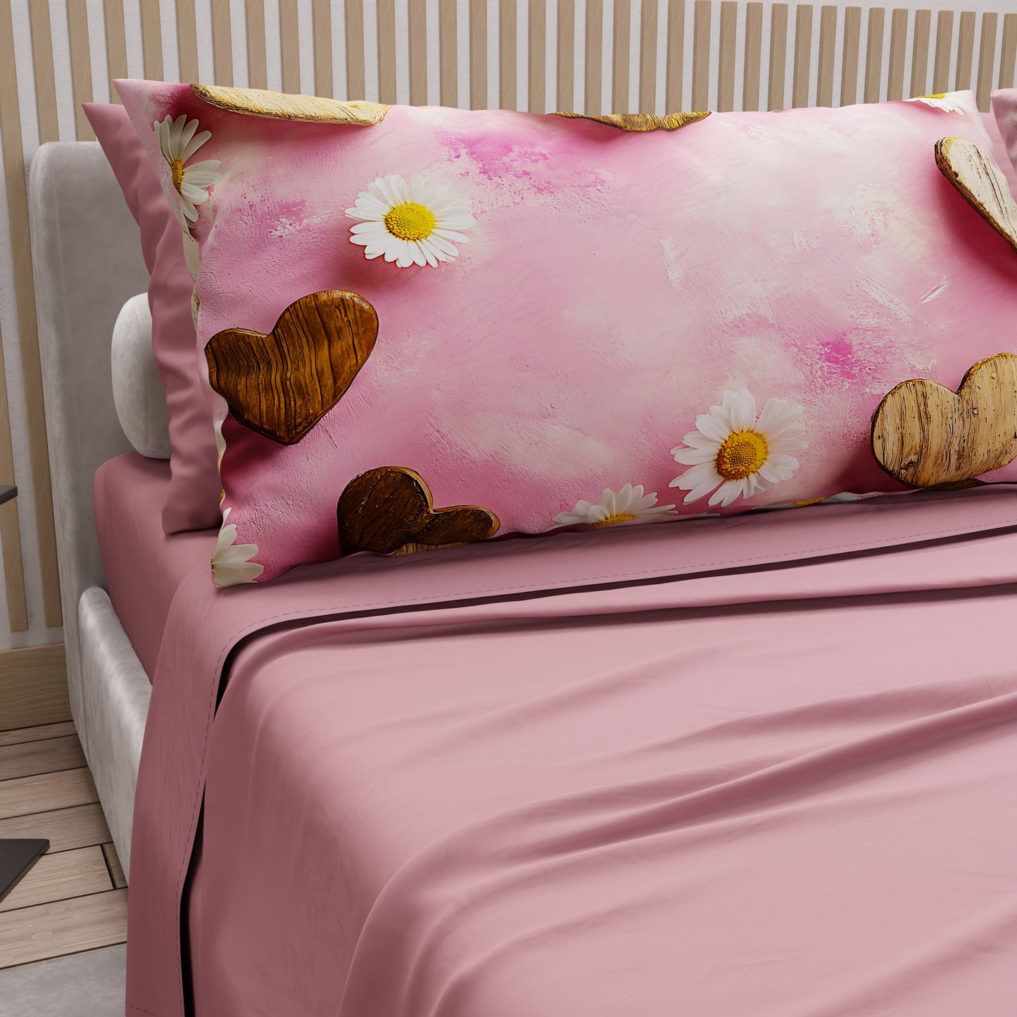 Draps en coton, Parure de lit avec taies d'oreiller en impression digitale Shabby 326