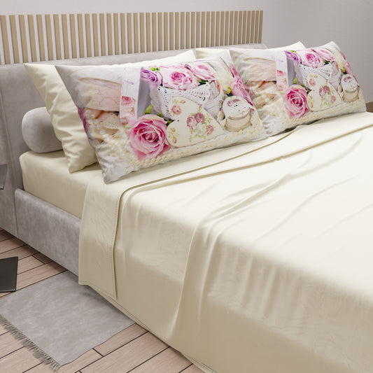 Lenzuola in Cotone, Completo Letto con Federe in Stampa Digitale Shabby 328