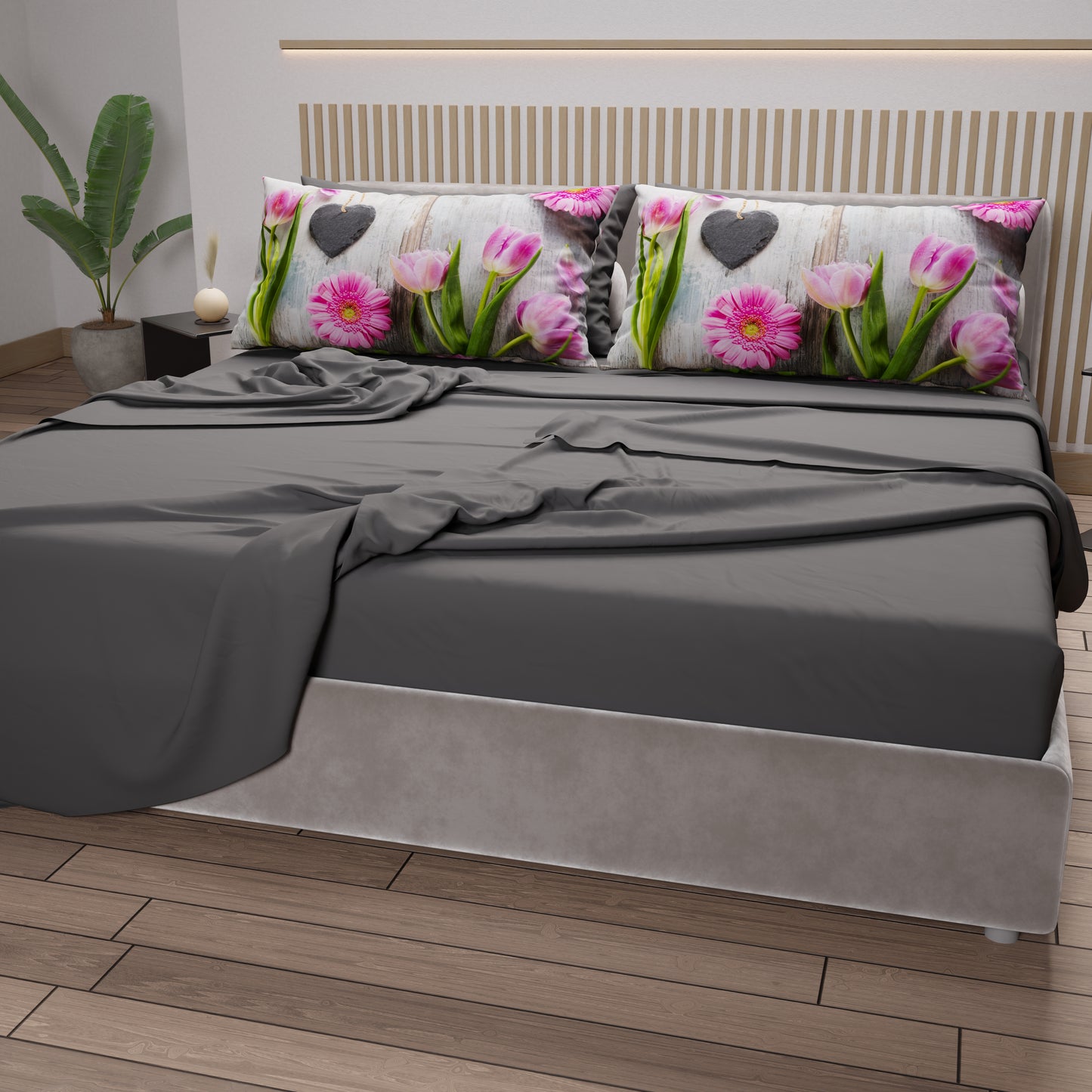 Draps en coton, Parure de lit avec taies d'oreiller en impression digitale Shabby 330