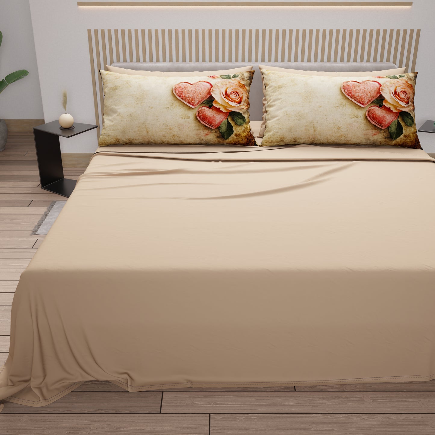 Lenzuola in Cotone, Completo Letto con Federe in Stampa Digitale Shabby 332