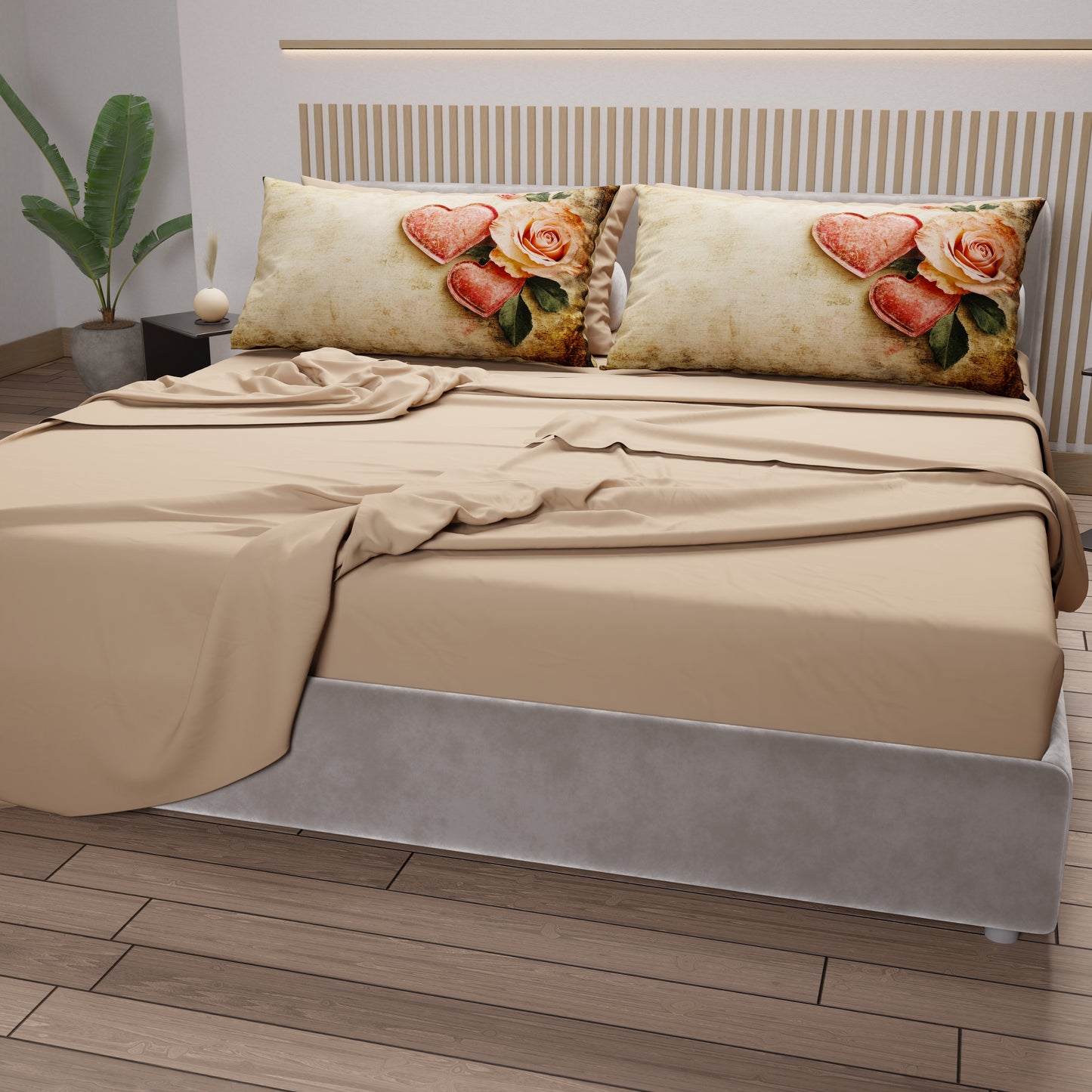 Lenzuola in Cotone, Completo Letto con Federe in Stampa Digitale Shabby 332