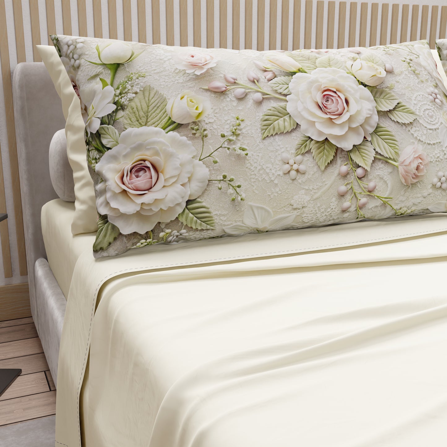Draps en coton, Parure de lit avec taies d'oreiller en impression digitale Shabby 334