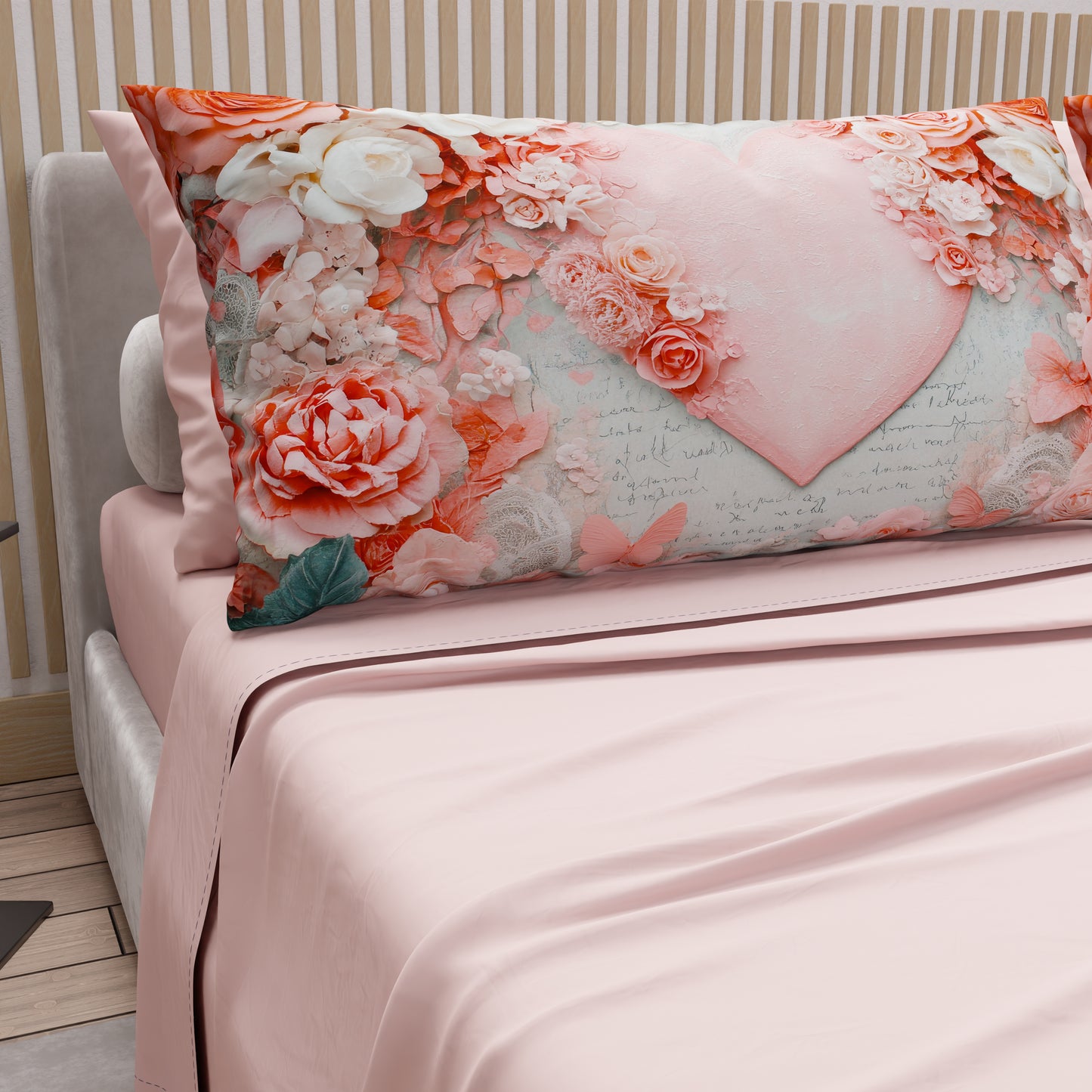 Draps en coton, Parure de lit avec taies d'oreiller en impression digitale Shabby 335