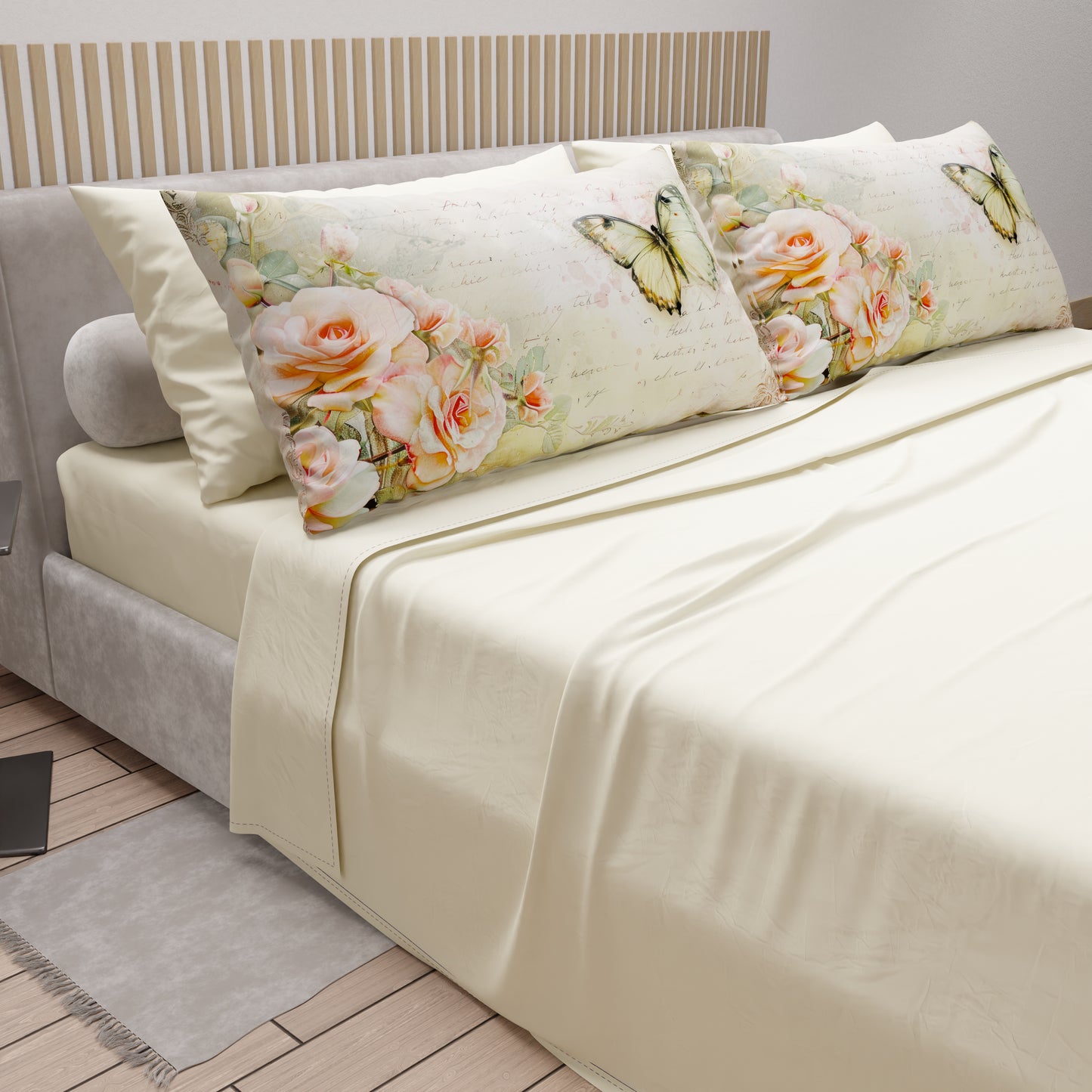 Lenzuola in Cotone, Completo Letto con Federe in Stampa Digitale Shabby 336