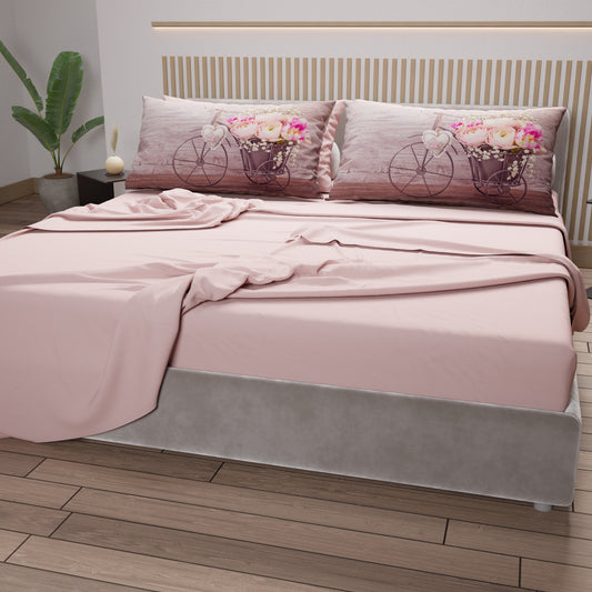 Lenzuola in Cotone, Completo Letto con Federe in Stampa Digitale Shabby 337
