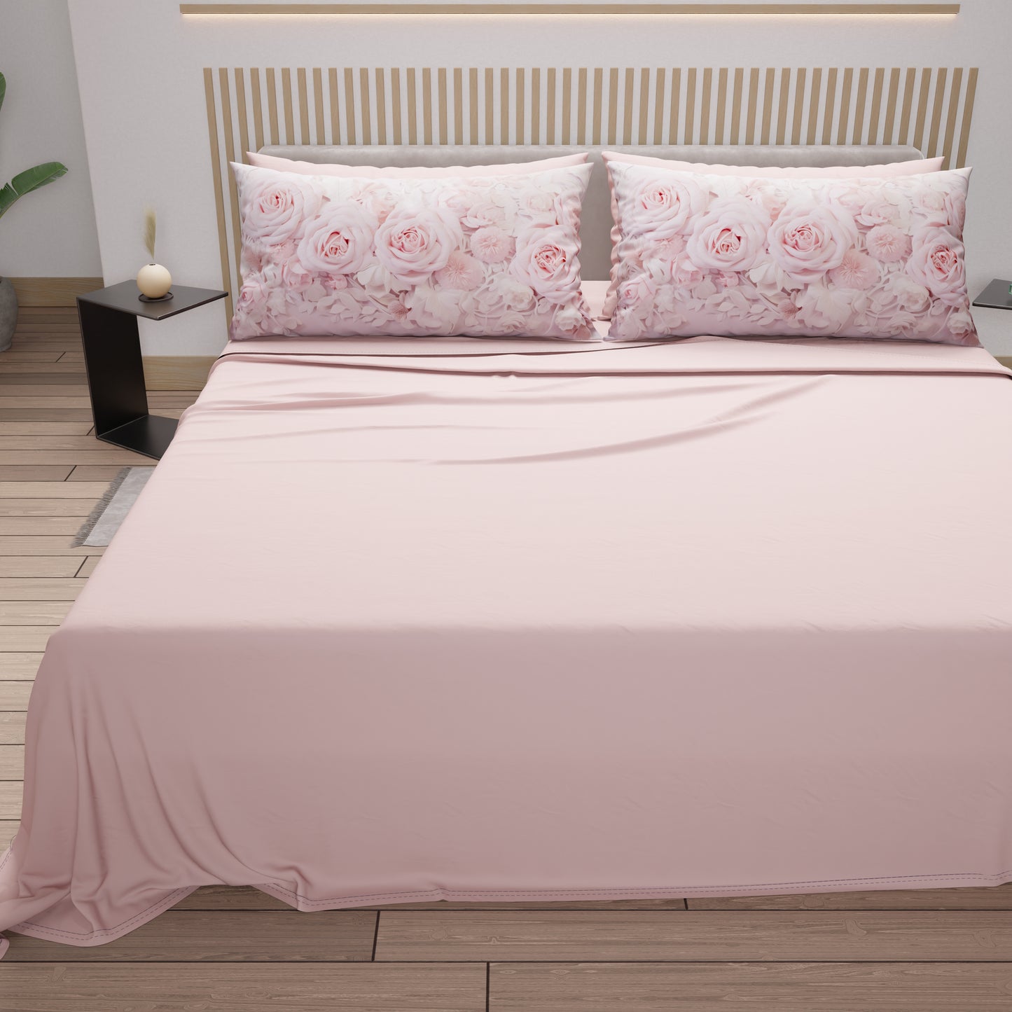 Draps en Coton, Ensemble de Lit avec Taies d'Oreiller en Impression Digitale Shabby 340