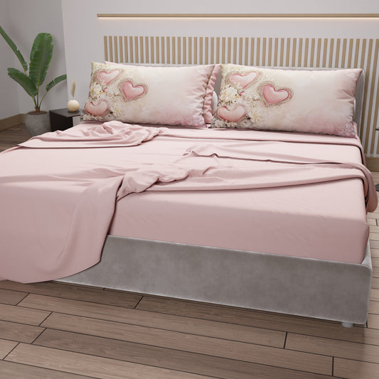 Lenzuola in Cotone, Completo Letto con Federe in Stampa Digitale Shabby 343