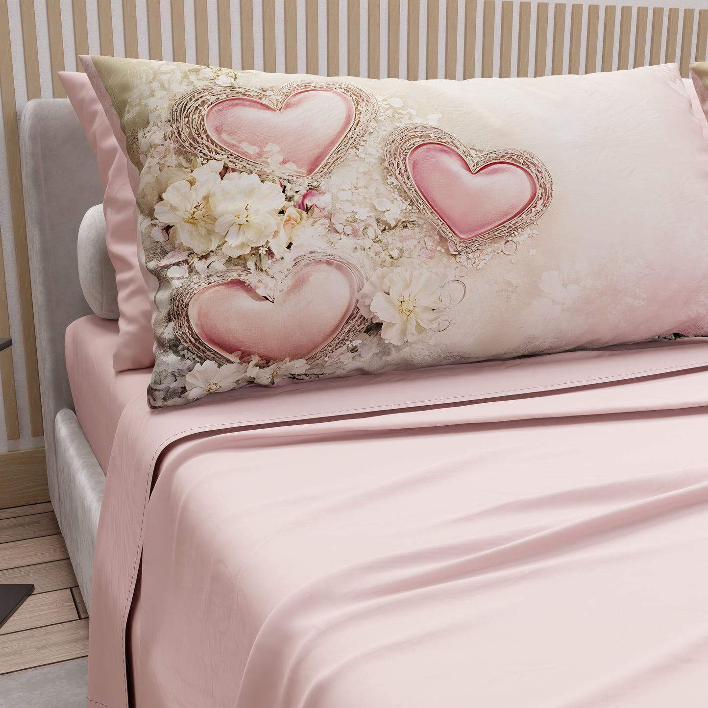 Draps en Coton, Ensemble de Lit avec Taies d'Oreiller en Impression Digitale Shabby 343