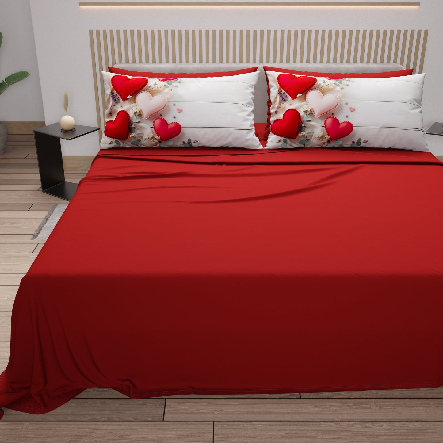 Draps en Coton, Ensemble de Lit avec Taies d'Oreiller en Impression Digitale Shabby 344