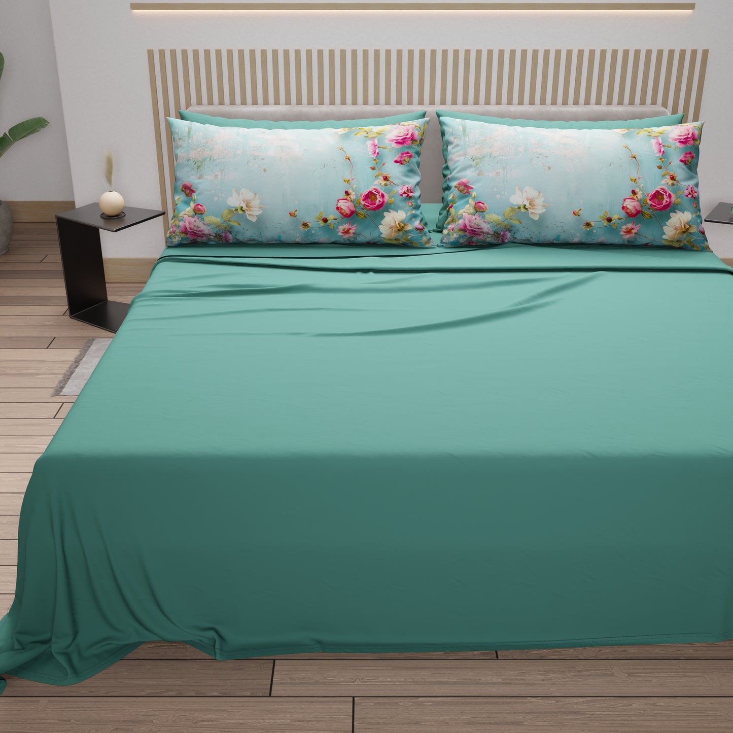 Lenzuola in Cotone, Completo Letto con Federe in Stampa Digitale Shabby 345