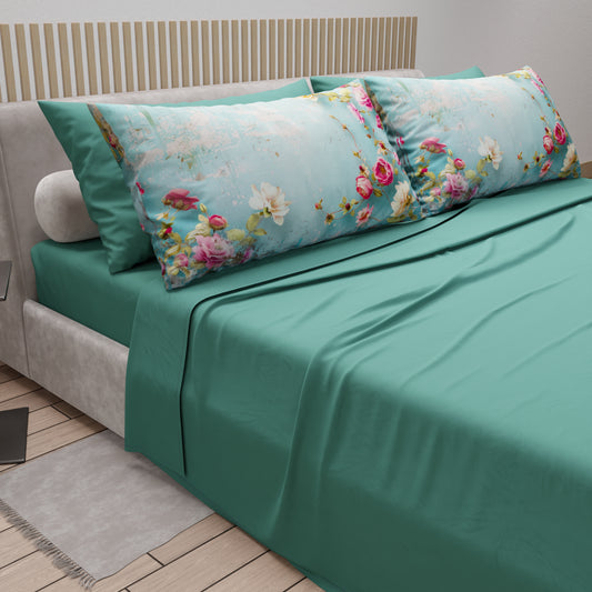 Lenzuola in Cotone, Completo Letto con Federe in Stampa Digitale Shabby 345