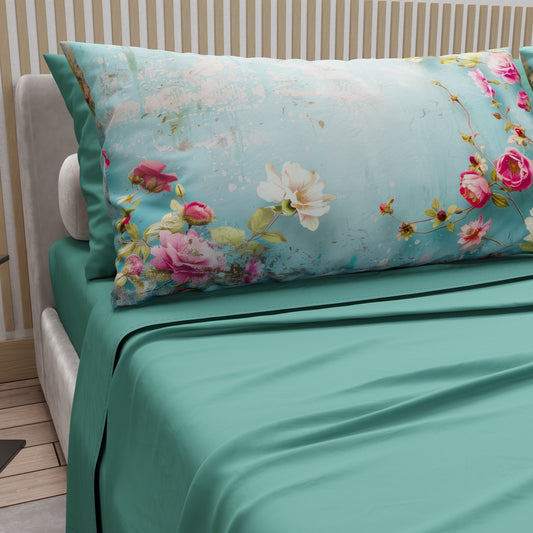 Lenzuola in Cotone, Completo Letto con Federe in Stampa Digitale Shabby 345