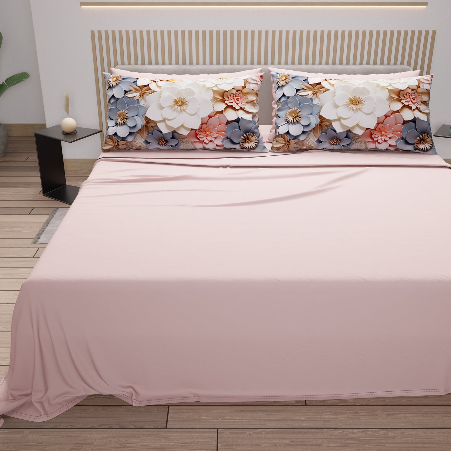 Lenzuola in Cotone, Completo Letto con Federe in Stampa Digitale Floreale 05-1