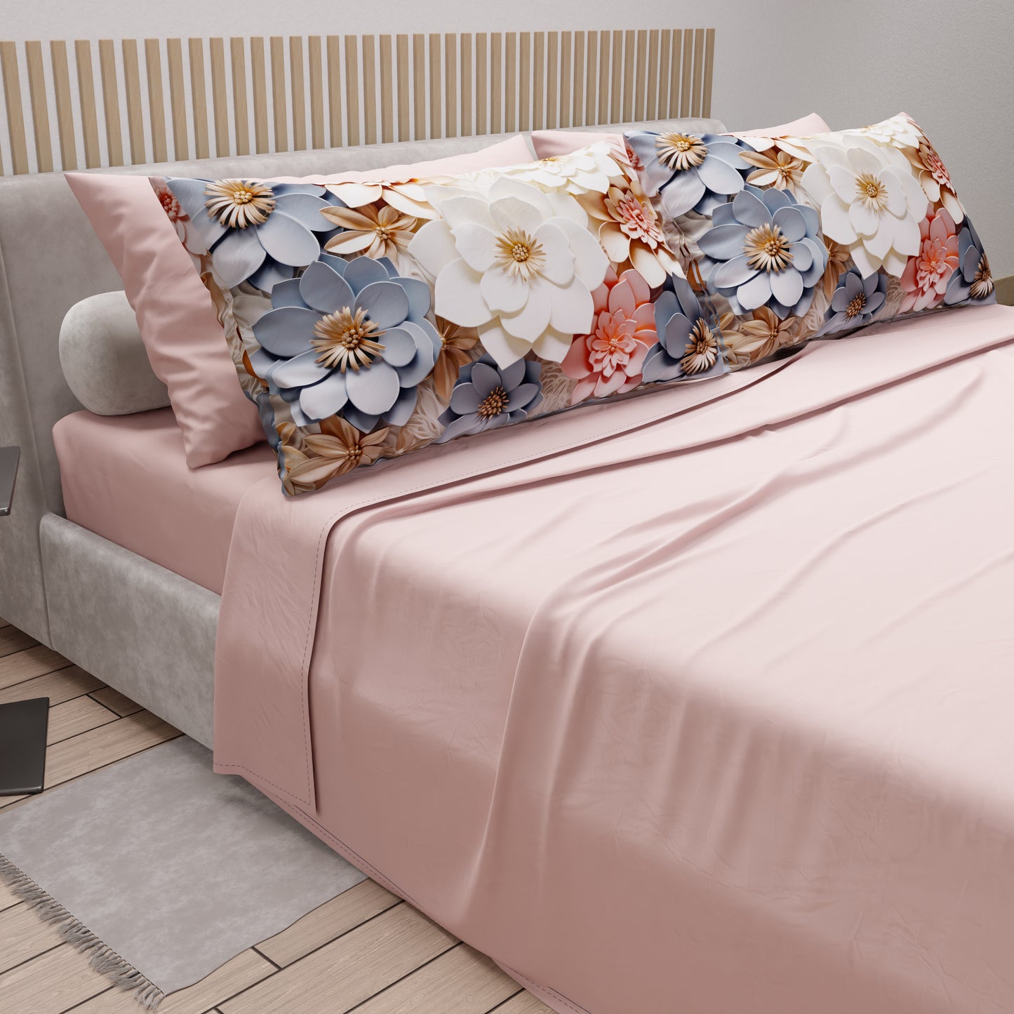 Lenzuola in Cotone, Completo Letto con Federe in Stampa Digitale Floreale 05-1
