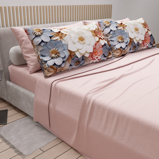 Lenzuola in Cotone, Completo Letto con Federe in Stampa Digitale Floreale 05-1