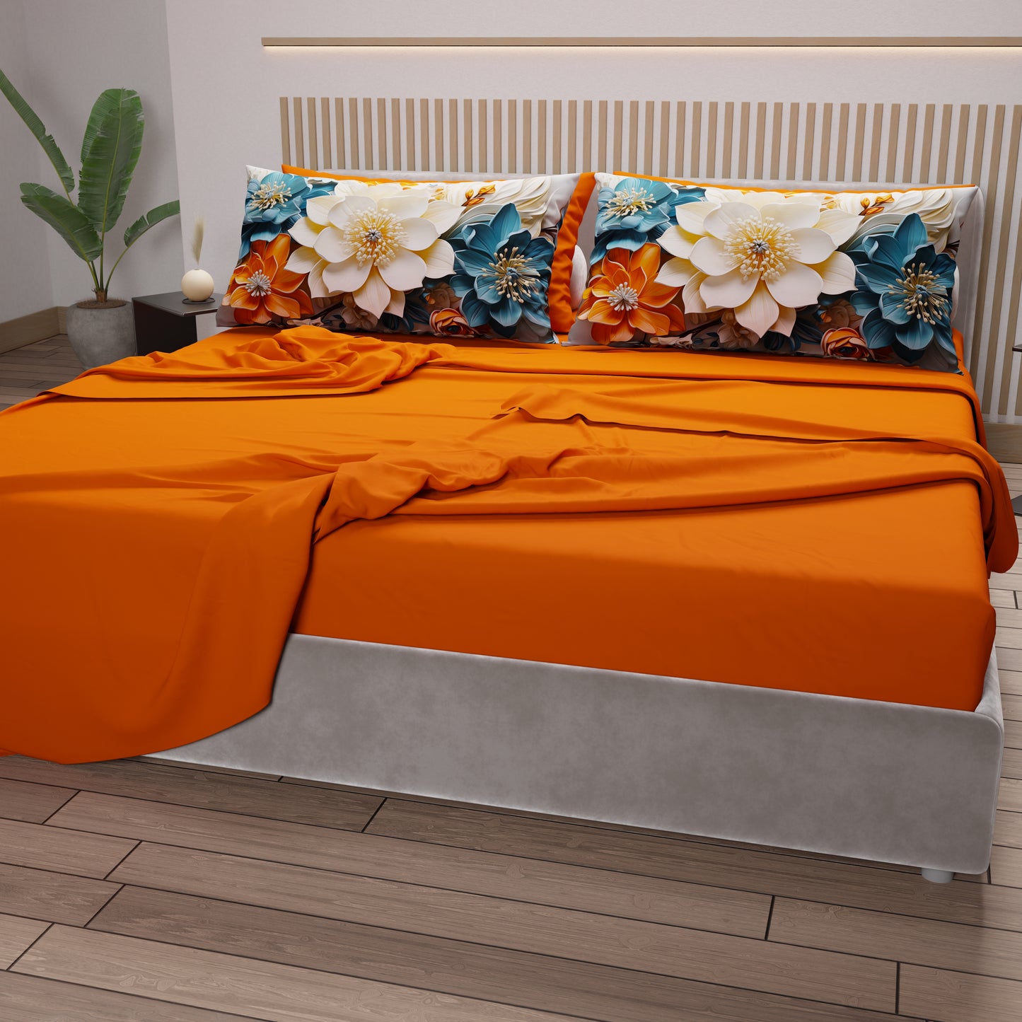 Draps en coton, Parure de lit avec taies d'oreiller en impression numérique florale 05-10