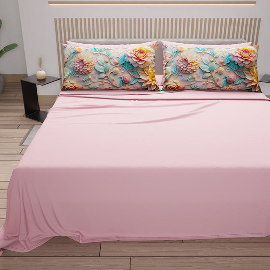 Lenzuola in Cotone, Completo Letto con Federe in Stampa Digitale Floreale 05-11